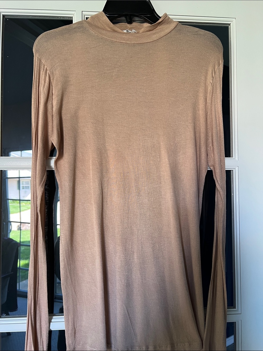 Marcella NYC Sheer Long Sleeve Top in Tan